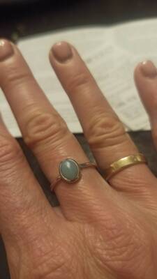 Srebrny pierścionek z amazonitem owalny turkusowy morski kamień